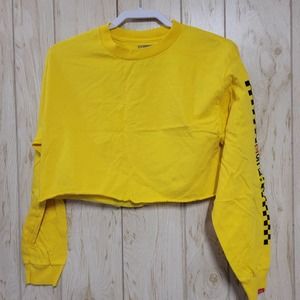 VANS off the Wall yellow crop top pullover M